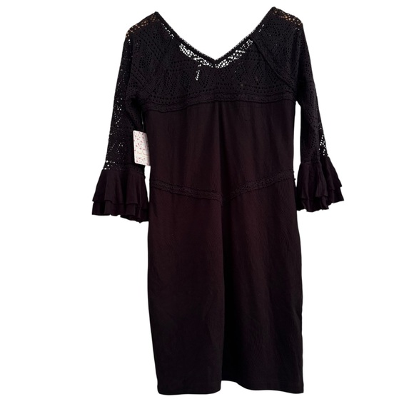 Free People City Girl Bodycon Black Mini Dress NWT Size Large - Picture 4 of 15